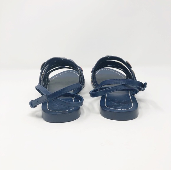 Tory Burch Floral Marguerite Flat Sandals Size 9 - Picture 7 of 10